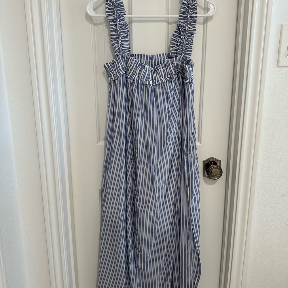 J. Crew cotton voile ruffle trim shift dress in stripe XS